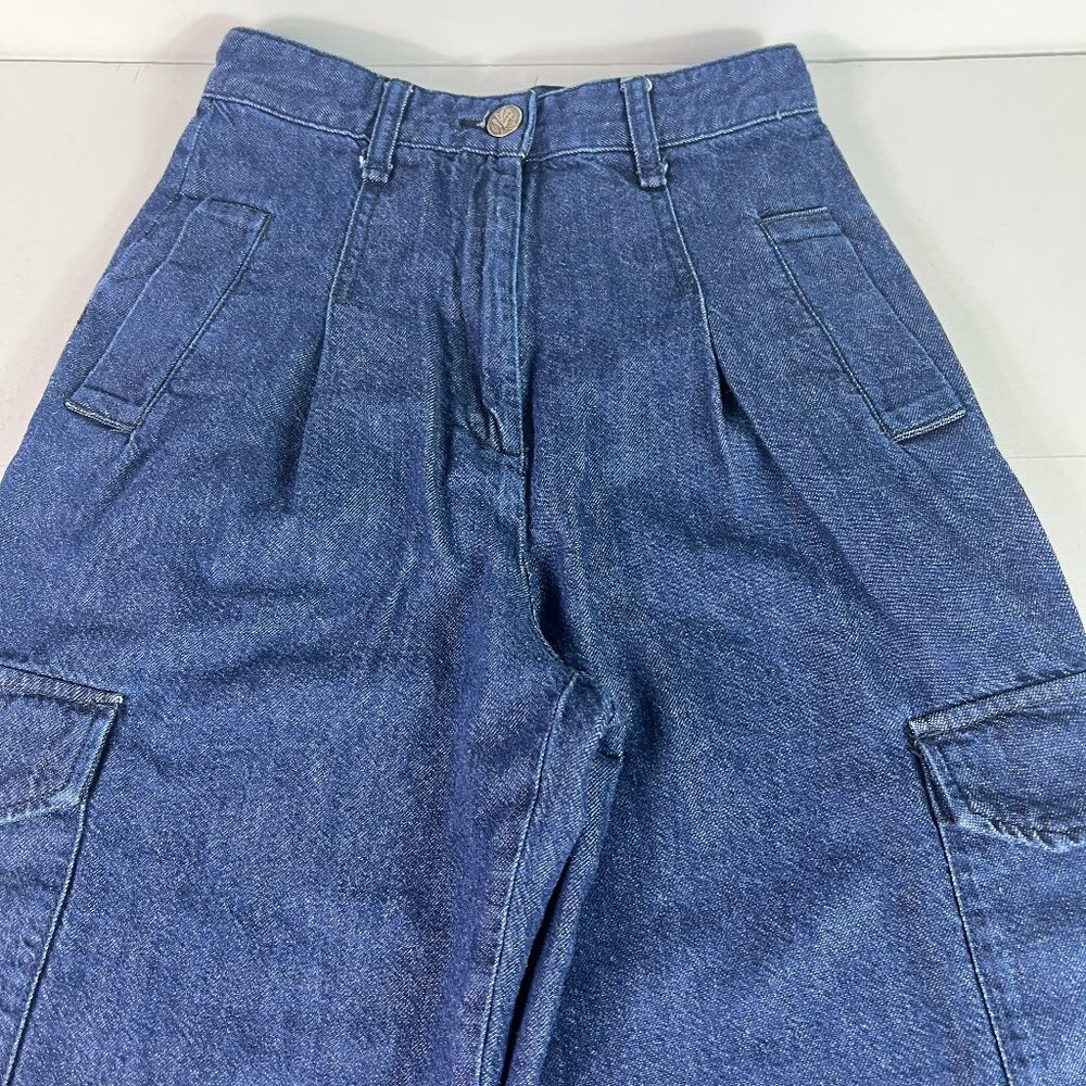 Rag & Bone Jean Women 25x28* Cassidy High Rise Wide Leg Cargo Blue Denim Tag 23 - Picture 2 of 16